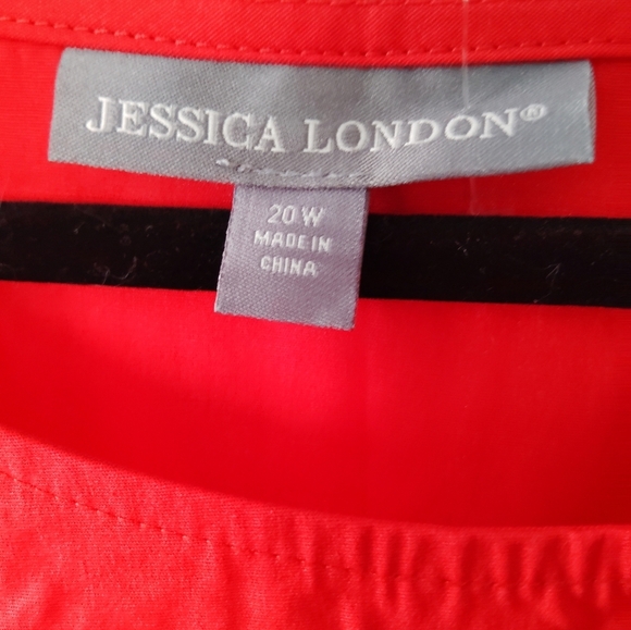 Jessica London Red Sleeveless Tiered Dress Embroidered Hem Flowy Fit (C-20) - Picture 6 of 14